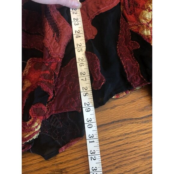 Chicos Kimono Open Front Sheer Embroidered Large Flowers Red & Black Large - Picture 7 of 7